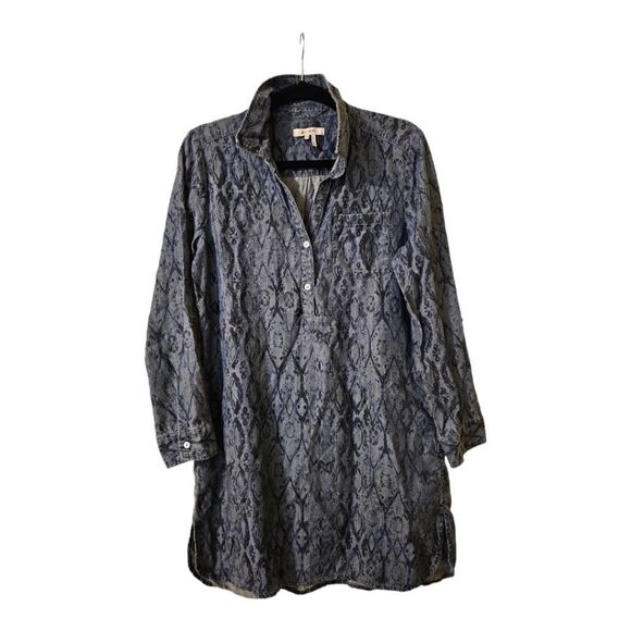 ZOZO Printed Denim Shirt Dress Tunic - Size Medium - Picture 1 of 8